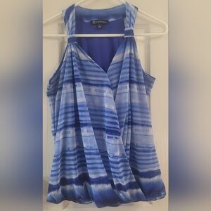 Blue Striped Women's Sleeveless Wrap Top